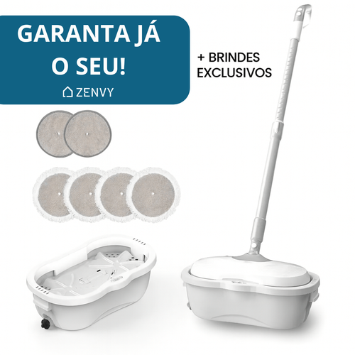 Mop Elétrico Inteligente Esfregão Duplo + BRINDE (Tanque Suporte)